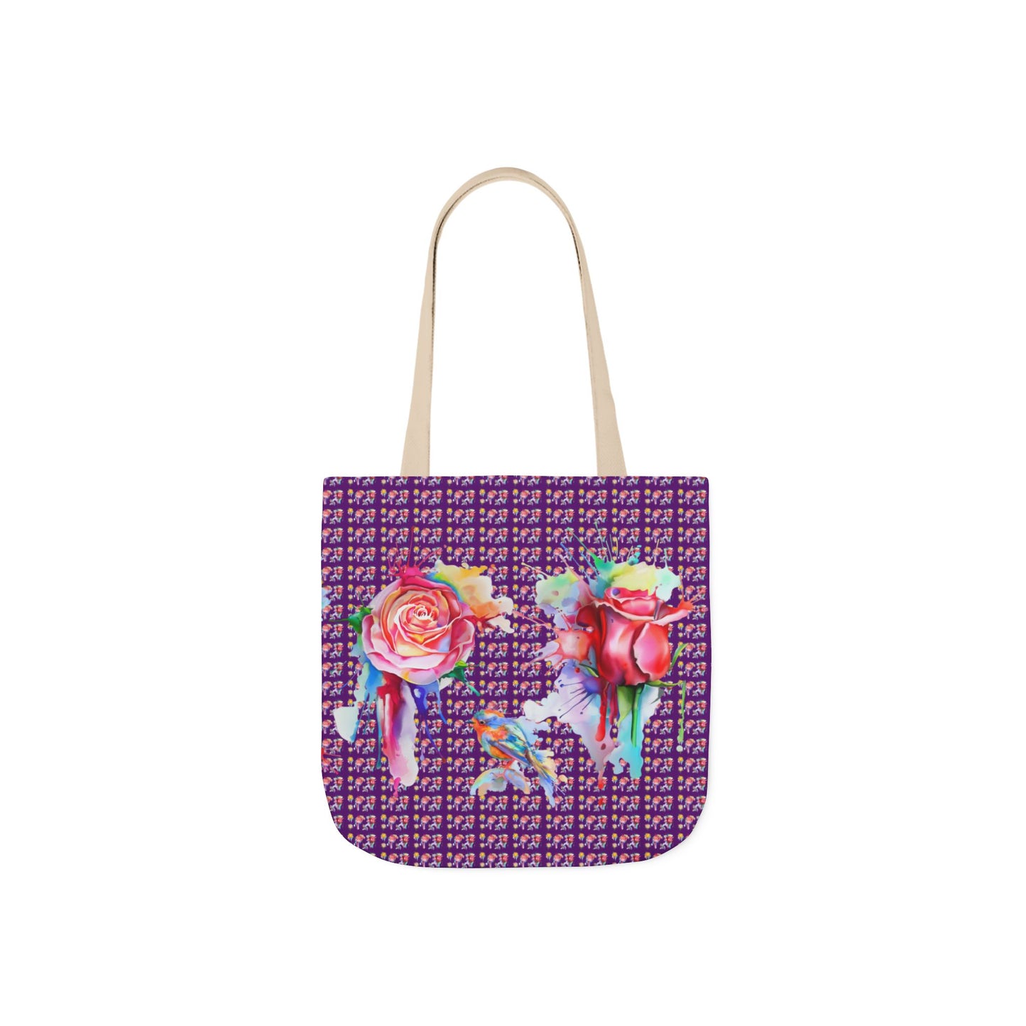 Purple Drip Rose Canvas Tote Bag — Colorful Floral Art Tote