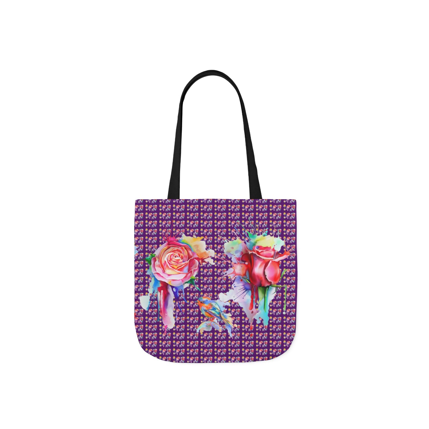 Purple Drip Rose Canvas Tote Bag — Colorful Floral Art Tote